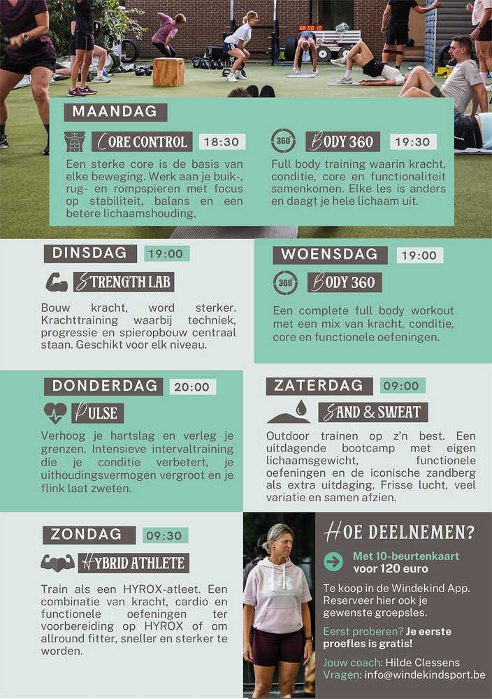 Kalender voor Groepslessen Windekind Vosselaar